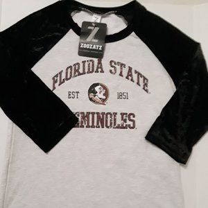 ~Florida Seminoles~ FSU Zoozatz Womens Velour Sleeve Shirt Top (Size Small)